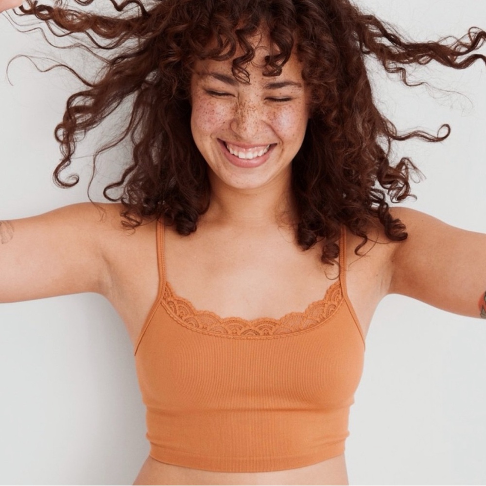 Aerie orange/rusty lace crop top